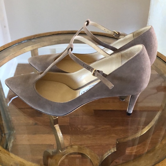 Jimmy Choo Suede T-Strap Heels - Picture 3 of 9